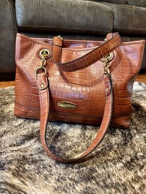 Liz Claiborne Croc Embossed Tote Bag Purse, NEW